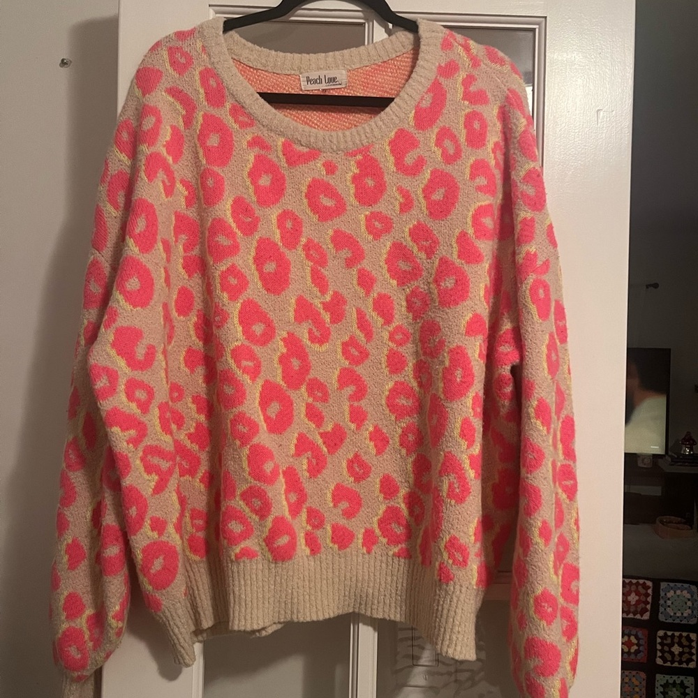 Boutique Neon Animal Print Sweater